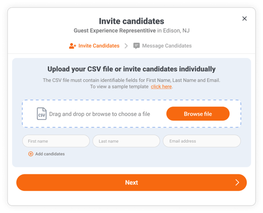 CSV Import to Invite Candidates