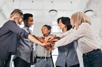 cheerful group of employees