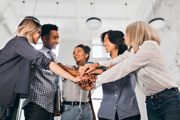 cheerful group of employees