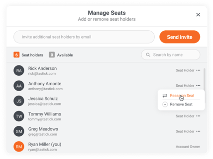 jobpixel team management screen for adding and removing users