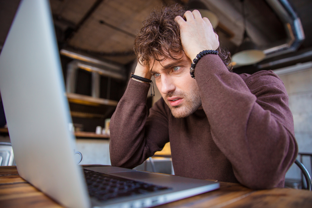 frustrated guy at computer